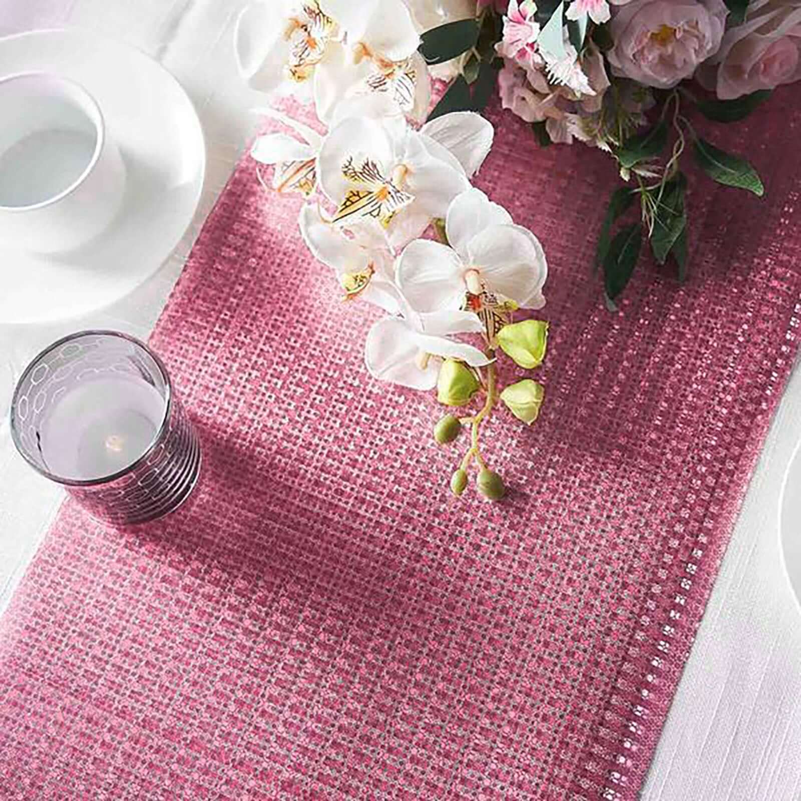 Glitter Paper 9ft Table Runner Roll Rose Gold Disposable Circle Pattern - Stylish Party Decor