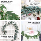 5ft Frosted Real Touch Artificial Willow Leaf Garland, Flexible Vine