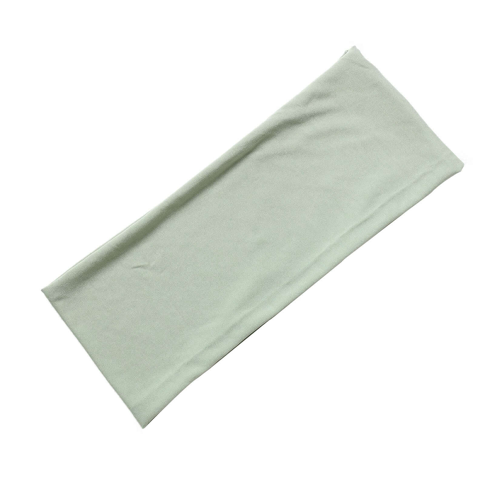 5 Pack Stretch Spandex Chair Sashes Sage Green - Fitted Finish Two Ply Heavy Duty Chair Bands 5"x12"