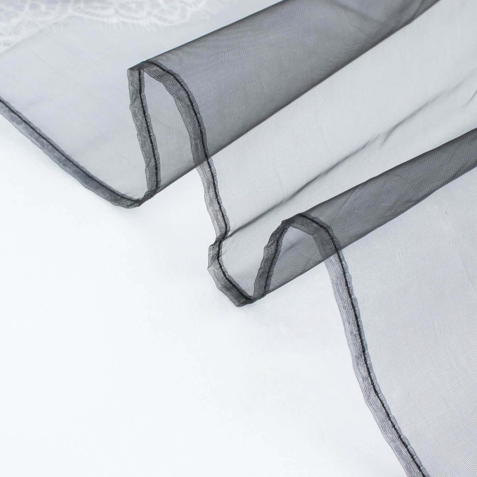 10 Pack Organza 23"x23" Napkins Black - Sheer Cloth Napkins