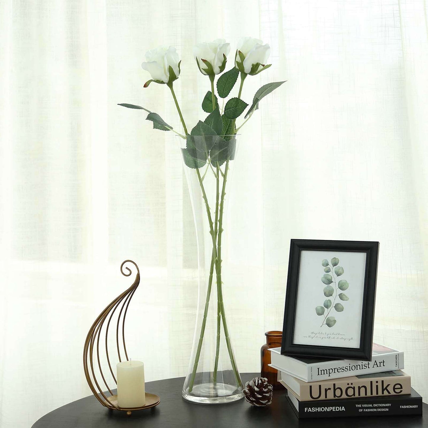 31" 24Pcs Cream Long Stem Artificial Silk Roses Flowers