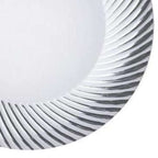 10-Pack Plastic Dessert Plates White/Silver Swirl Rim - Disposable Plates for Appetizers 6"