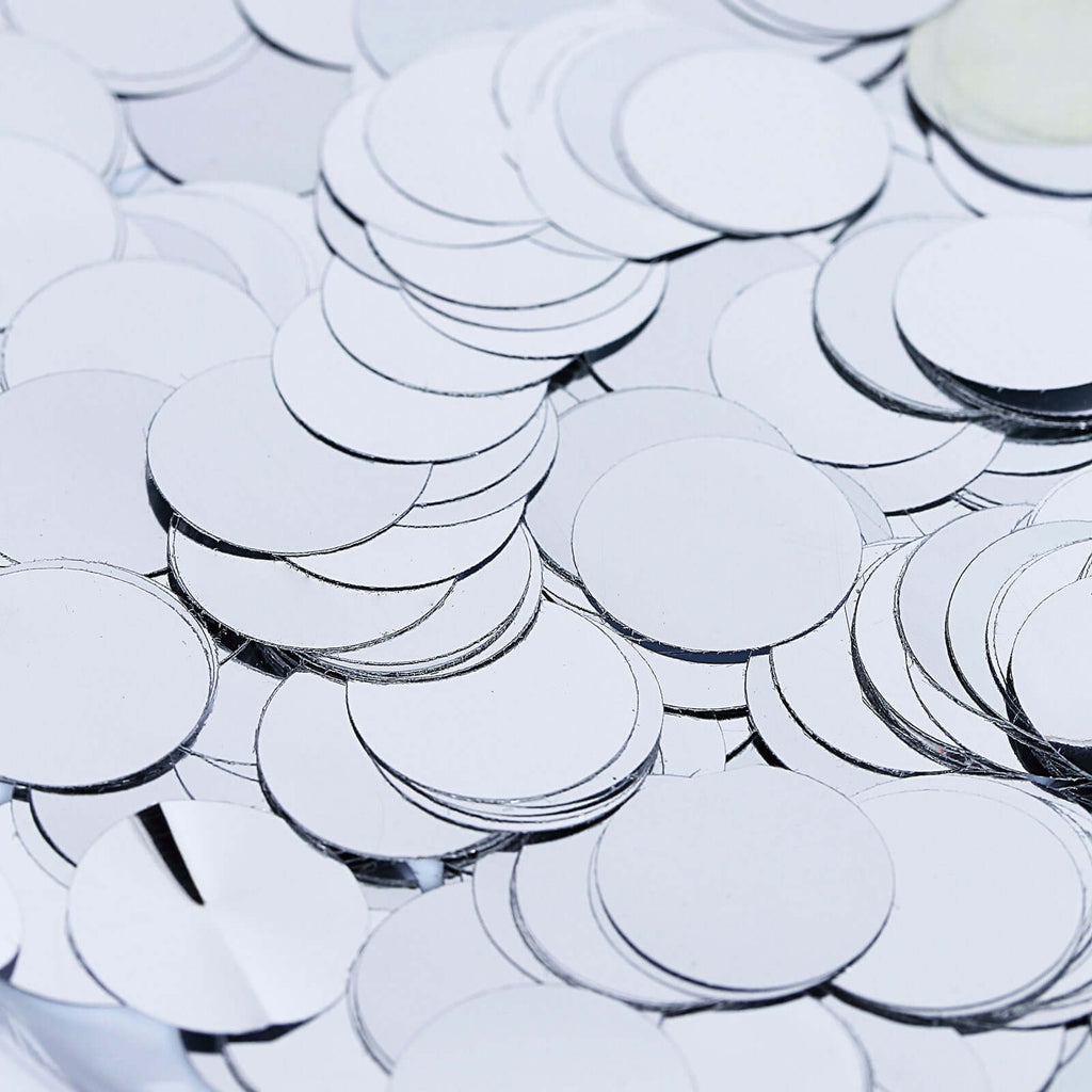 Metallic Round Party Confetti 18G Bag Silver Foil, Balloon Table Confetti Glitter Dots for Festive Weddings Baby Bridal Showers & Events