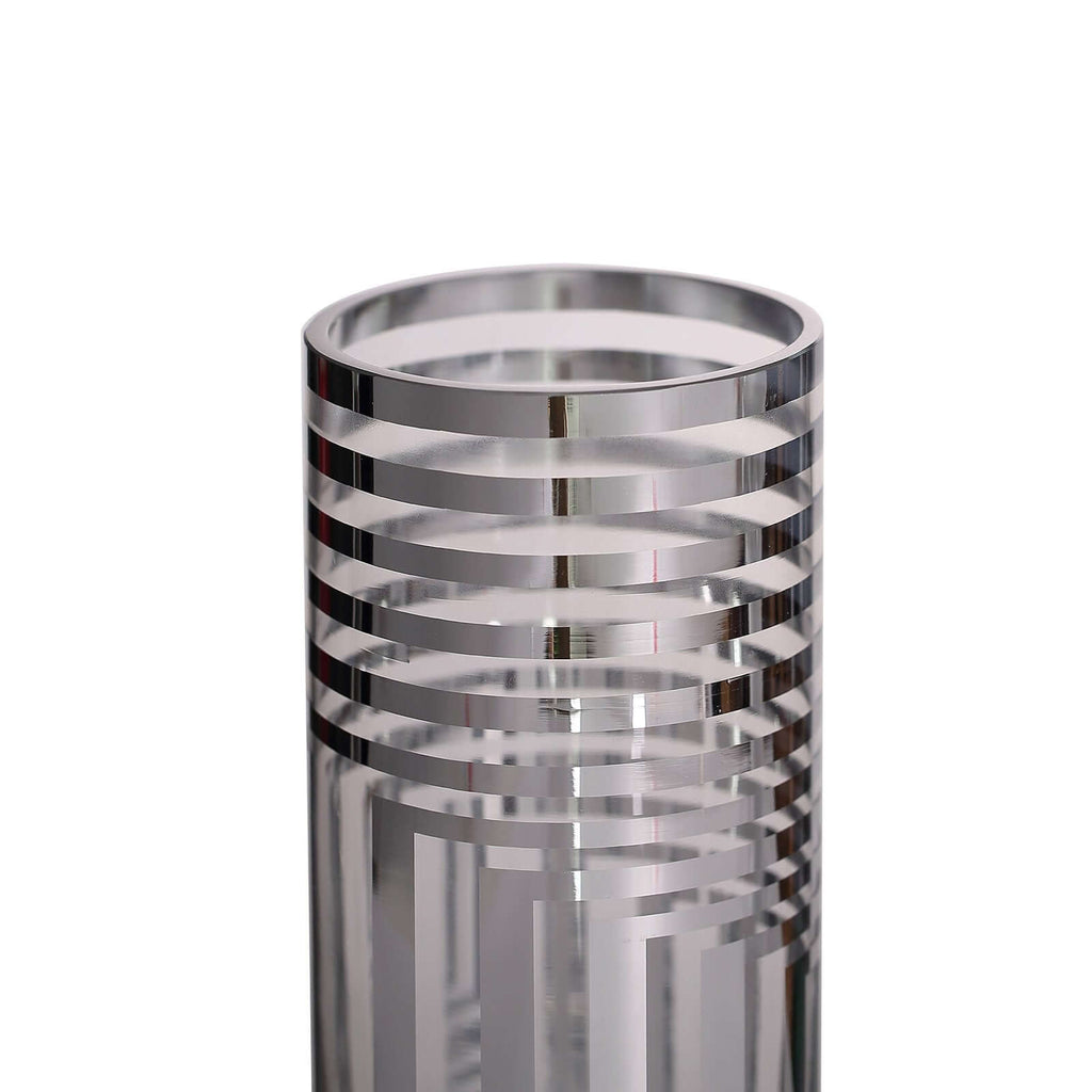 2-Pack Glass Cylinder Vases Silver Striped - Sophisticated Flower Centerpieces for Events 11"