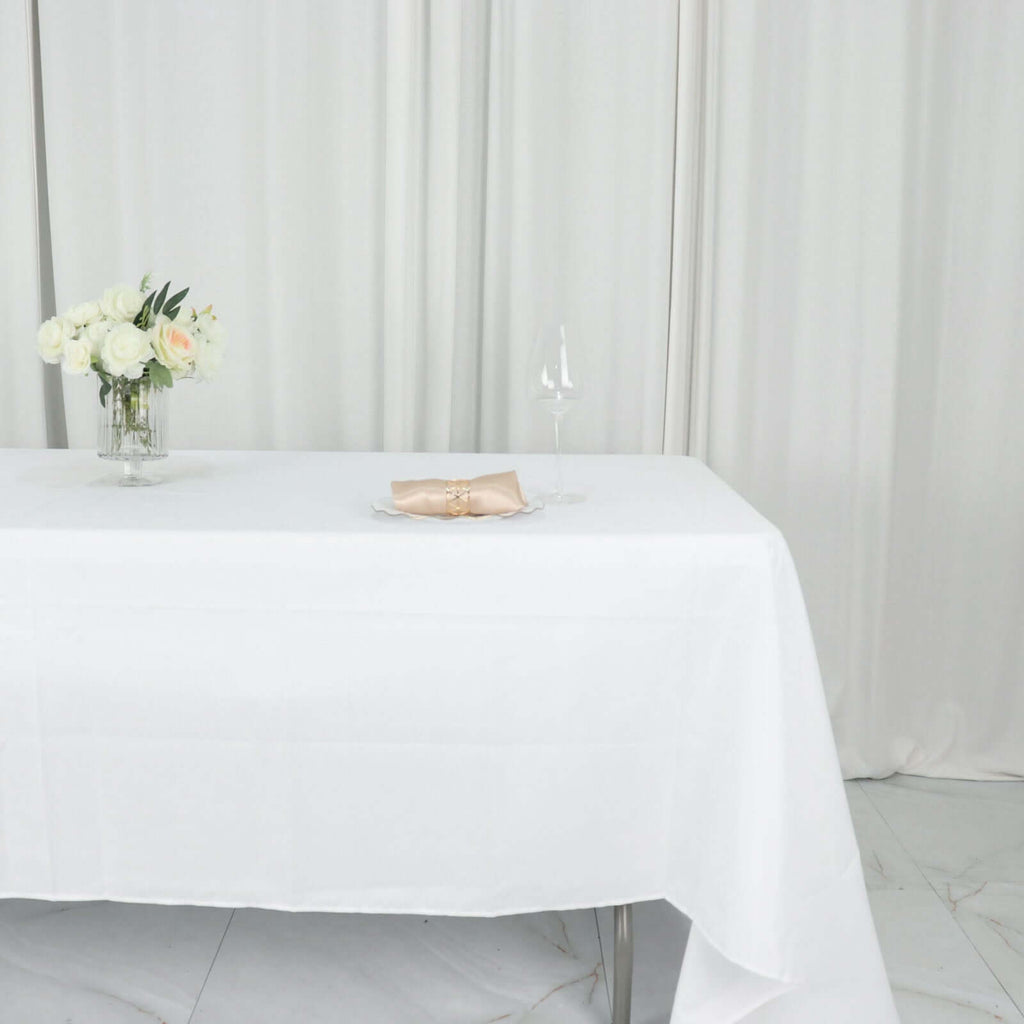 Polyester 60"x126" Rectangle Tablecloth White - Wrinkle-Resistant Table Cover for Weddings & Parties