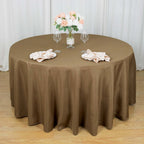 Polyester 120" Round Tablecloth Taupe - Seamless Wrinkle-Resistant Table Cover