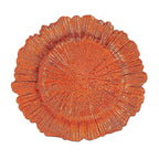 6-Pack Acrylic Plastic Round Charger Plates 13" in Orange with Reef Design, Dinner Charger Tableware