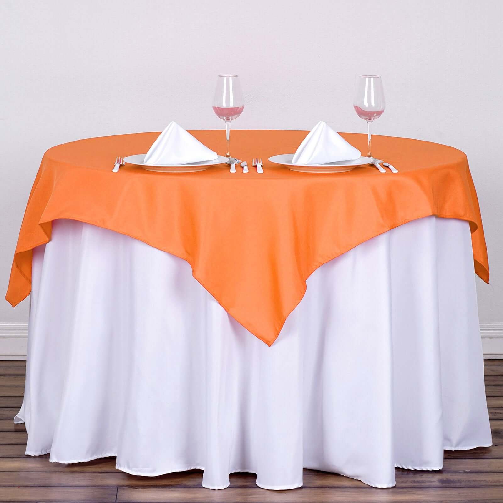 Polyester Square 54"x54" Tablecloth Orange - Wrinkle-Resistant & Durable Table Cover