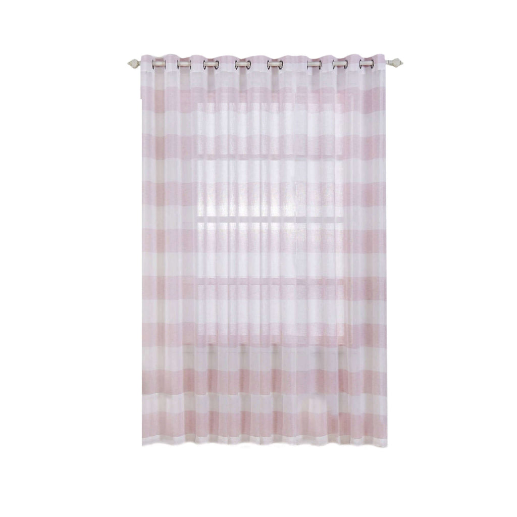 2 Pack White Blush Cabana Print Faux Linen Curtain Panels With Chrome Grommet - 52"x108"