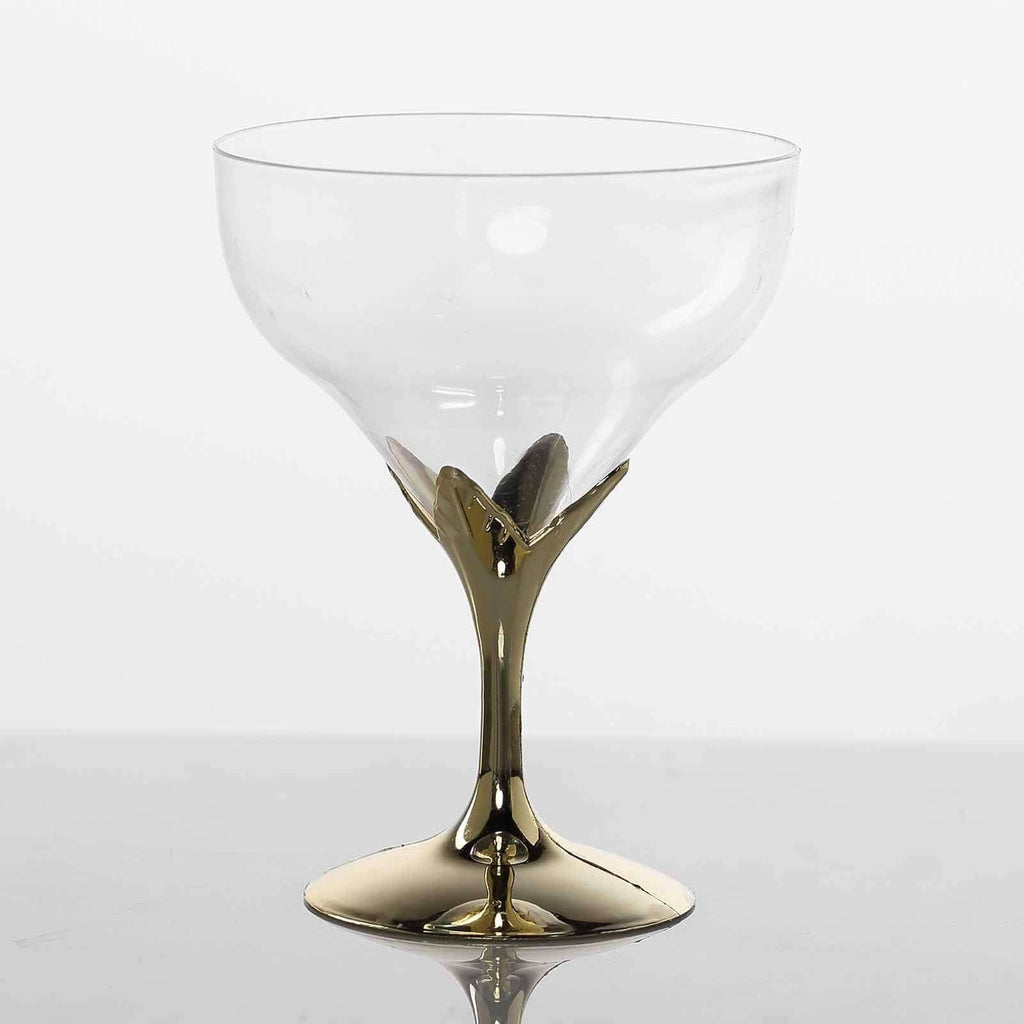 6-Pack Plastic Champagne Glasses Gold Hard Material - Durable Disposable Goblets for Wine 5oz