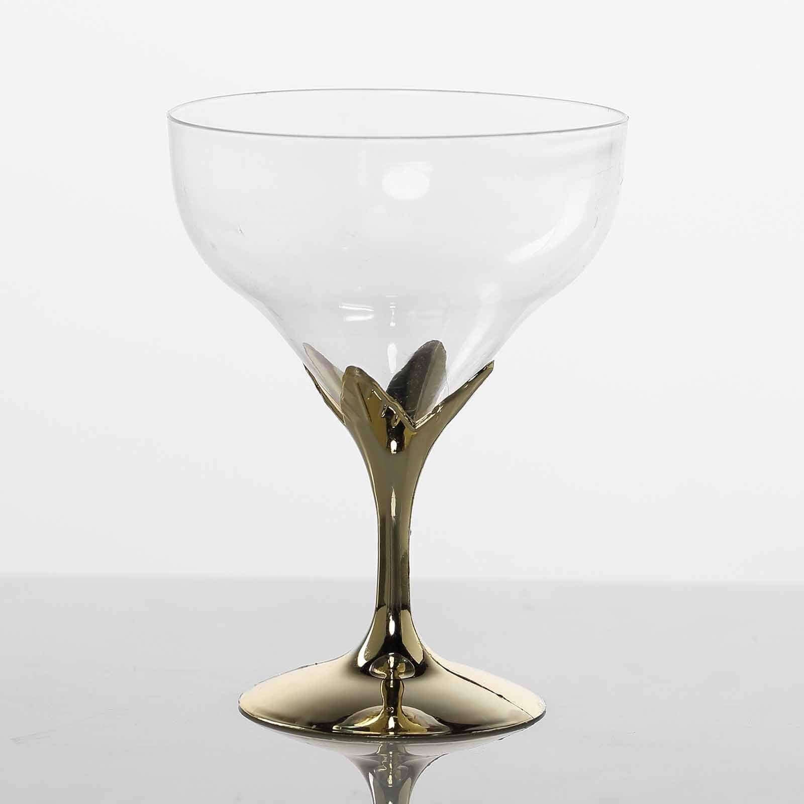 6-Pack Plastic Champagne Glasses Gold Hard Material - Durable Disposable Goblets for Wine 5oz