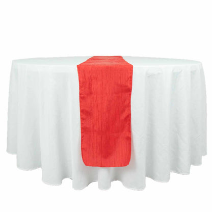 Taffeta 12"x108" Table Runner Red - Accordion Crinkle Design