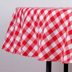 Polyester 90" Round Tablecloth White/Red - Checkered Buffalo Plaid Table Cover