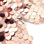 7.5ft Sparkly Rose Gold Double Sided Big Payette Sequin Wedding Arbor Cover, Round Fitted Backdrop Arch Cover