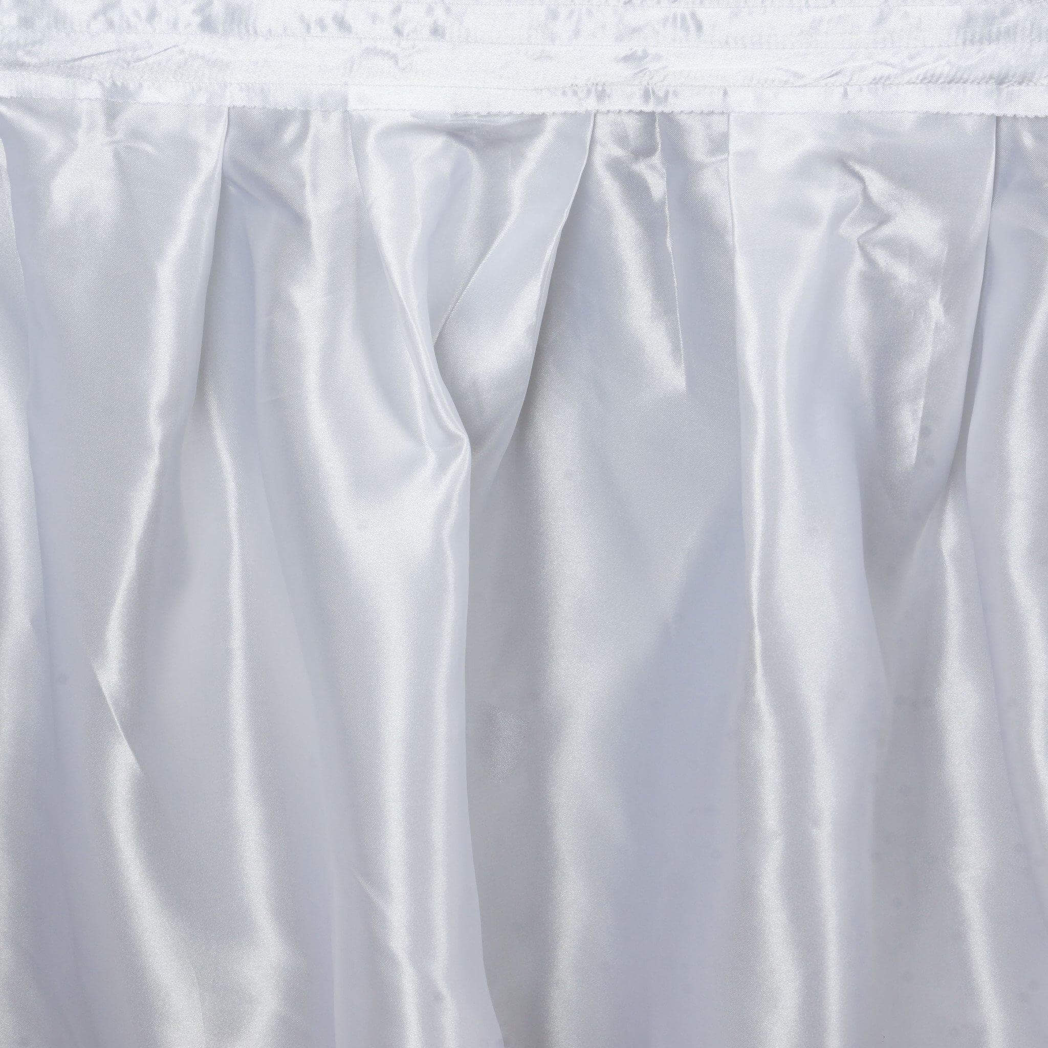 Satin 14ft Table Skirt White - Exquisite Pleated Wedding Table Decor