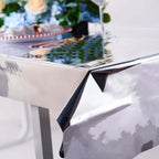 Metallic Foil Tablecloth Rectangle Silver - Decorative Disposable Table Cover 40"x90"