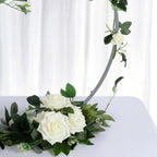 24" Silver Round Arch Wedding Centerpiece, Metal Hoop Wreath Tabletop Decor