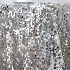 Sequin 90"x132" Rectangle Tablecloth Silver - Seamless Big Payette Table Cover