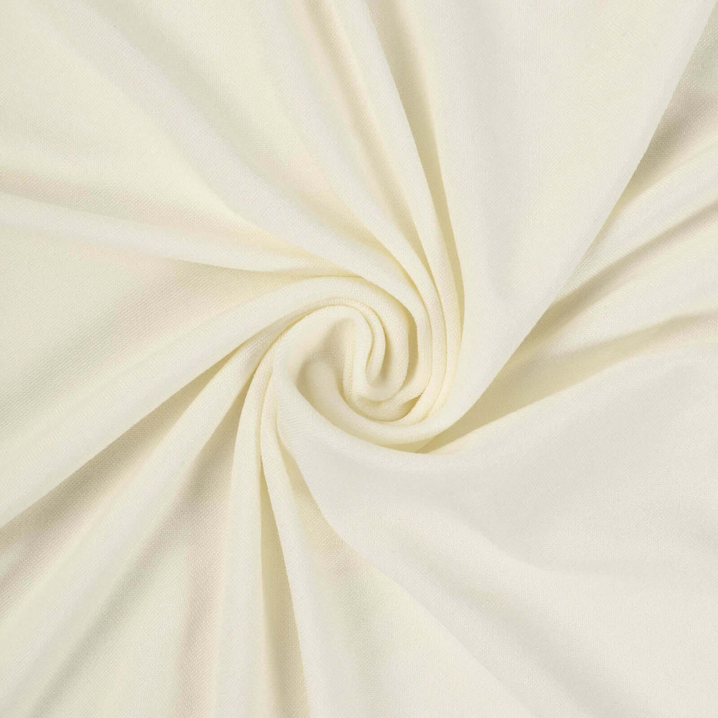Spandex 30" Round Cocktail Table Cover Skirt Ivory With Natural Wavy Drapes