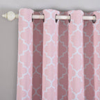 2 Pack White Blush Lattice Print Thermal Blackout Curtains With Chrome Grommet Window Treatment Panels - 52"x108"