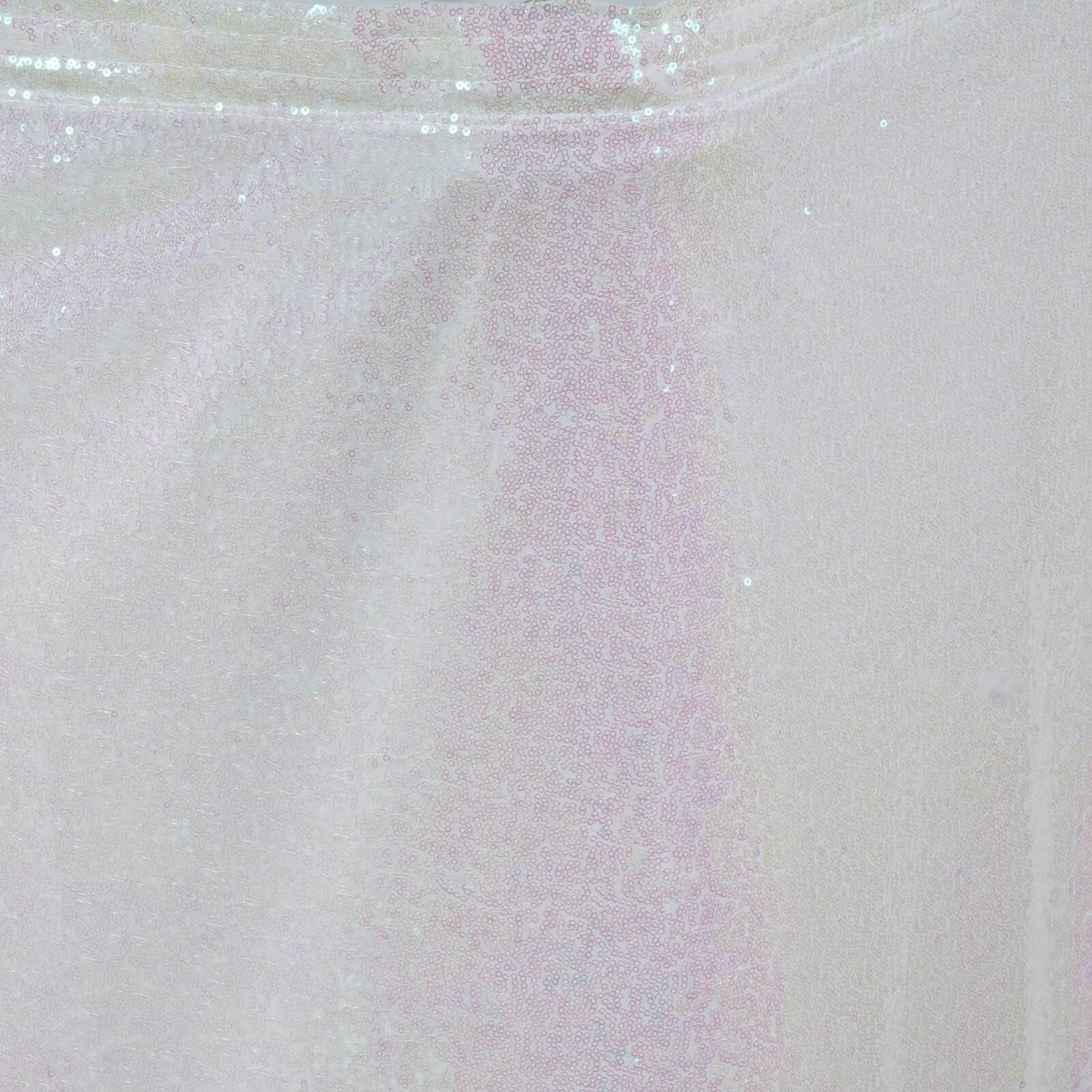 Sequin 17ft Table Skirt White Iridescent - Glitzy Design for Sophisticated Gatherings
