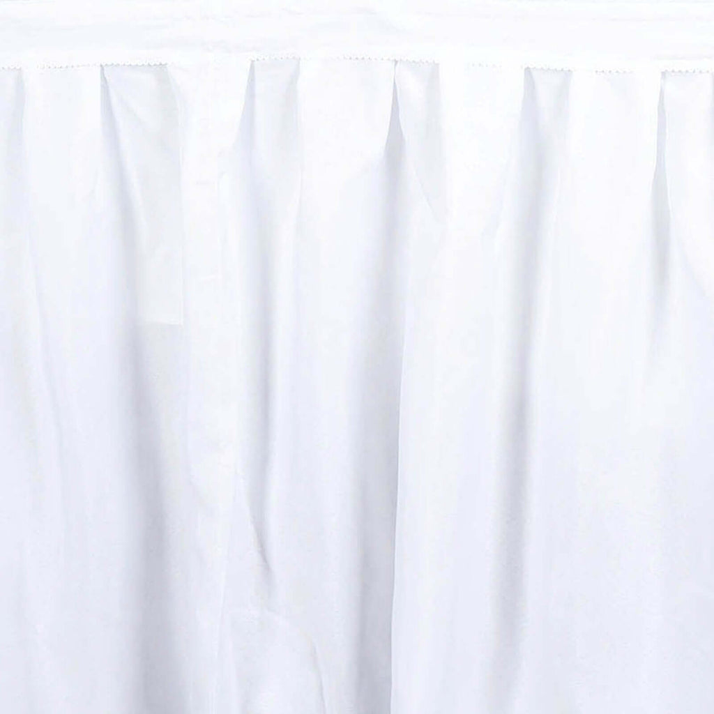 Polyester 21ft Table Skirt White - Classic Pleated Design for Weddings & Events