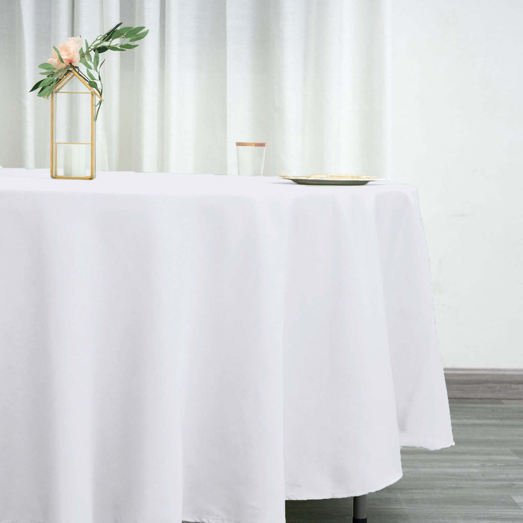 Polyester 108" Round Tablecloth White - Wrinkle-Resistant and Stylish Table Cover