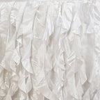 Taffeta 14ft Table Skirt White Cascading Curly Willow Style for Weddings & Banquets
