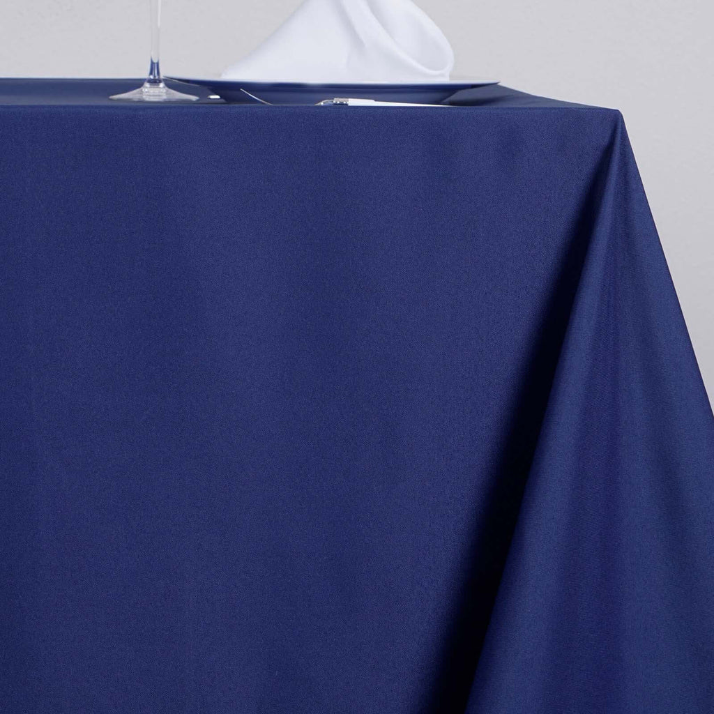 Polyester Square 90"x90" Tablecloth Navy Blue - Wrinkle-Resistant & Durable Table Cover