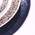 6-Pack Placemats Glitter Design Navy Blue Sparkle Round - Non-Slip Decorative Dining Table Mats 13"
