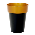 2-Pack Flower Plant Pots Medium Design Black with Gold Rim - Plastic Indoor Decorative Planters 6"
