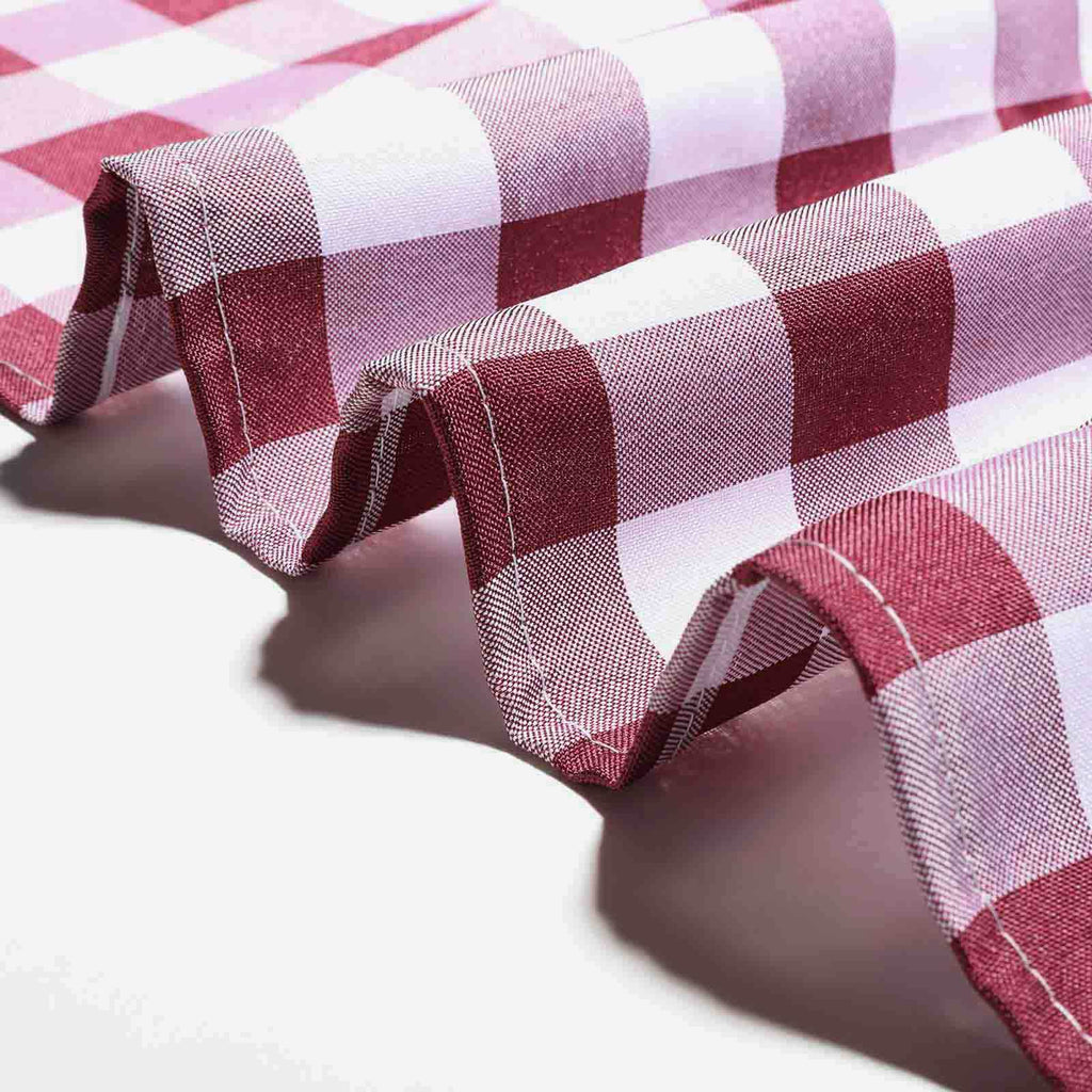 5 Pack Polyester Chair Sashes Burgundy/White Buffalo Plaid - Durable & Reusable Chair Bows 6"x108"
