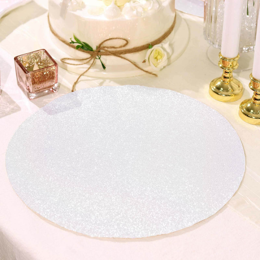 6-Pack Placemats Glitter Design Iridescent Sparkle Round - Non-Slip Decorative Dining Table Mats 13"