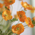 2 Stems 33" Orange Artificial Silk Poppy Flower Bouquet Bushes