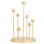 Cluster Candelabra Taper Candle Holder 7 - Arm Gold Metal Wedding Centerpiece - Table Decor 15" - Bell Racket Store
