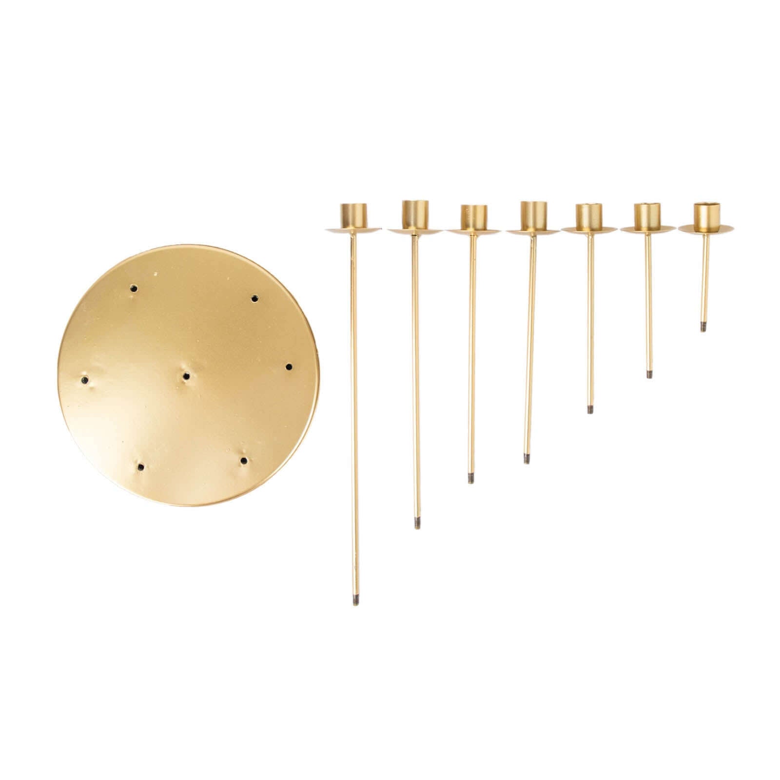 Cluster Candelabra Taper Candle Holder 7 - Arm Gold Metal Wedding Centerpiece - Table Decor 15" - Bell Racket Store