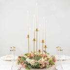 Cluster Candelabra Taper Candle Holder 7 - Arm Gold Metal Wedding Centerpiece - Table Decor 15" - Bell Racket Store