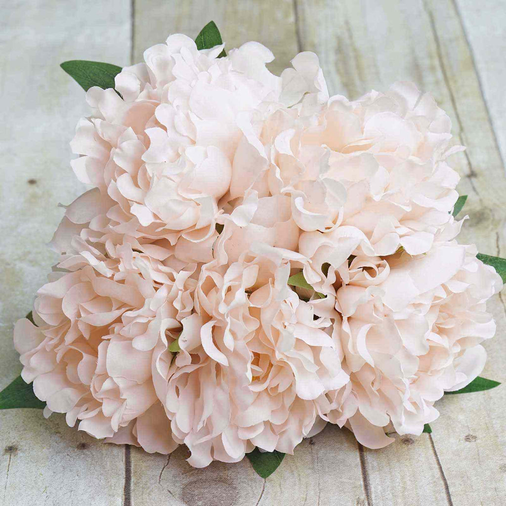 11" Blush Real Touch Artificial Silk Peonies Flower Bouquet
