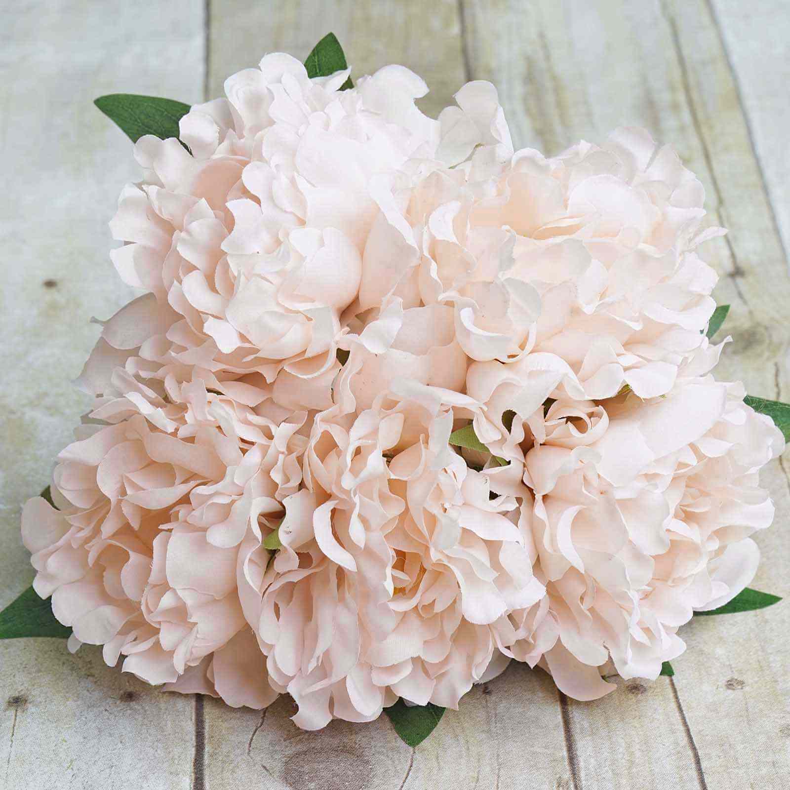11" Blush Real Touch Artificial Silk Peonies Flower Bouquet