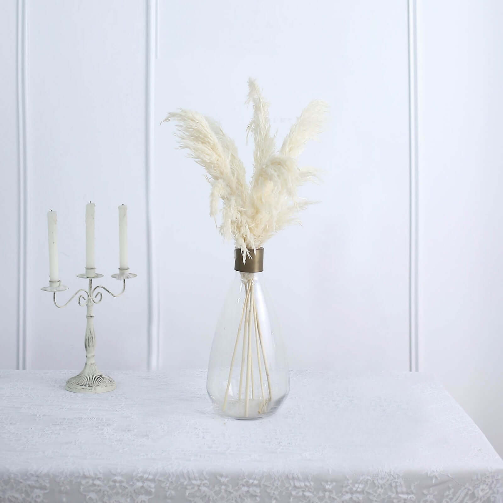 6 Stems Natural Dried Pampas Grass Decor Off White Tint - Versatile Plant Sprays for Boho Chic Vase Displays Backdrops & Event Styling 32"