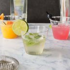 25-Pack Plastic Party Cups Clear Crystal - Stylish Short Disposable Glasses 9oz