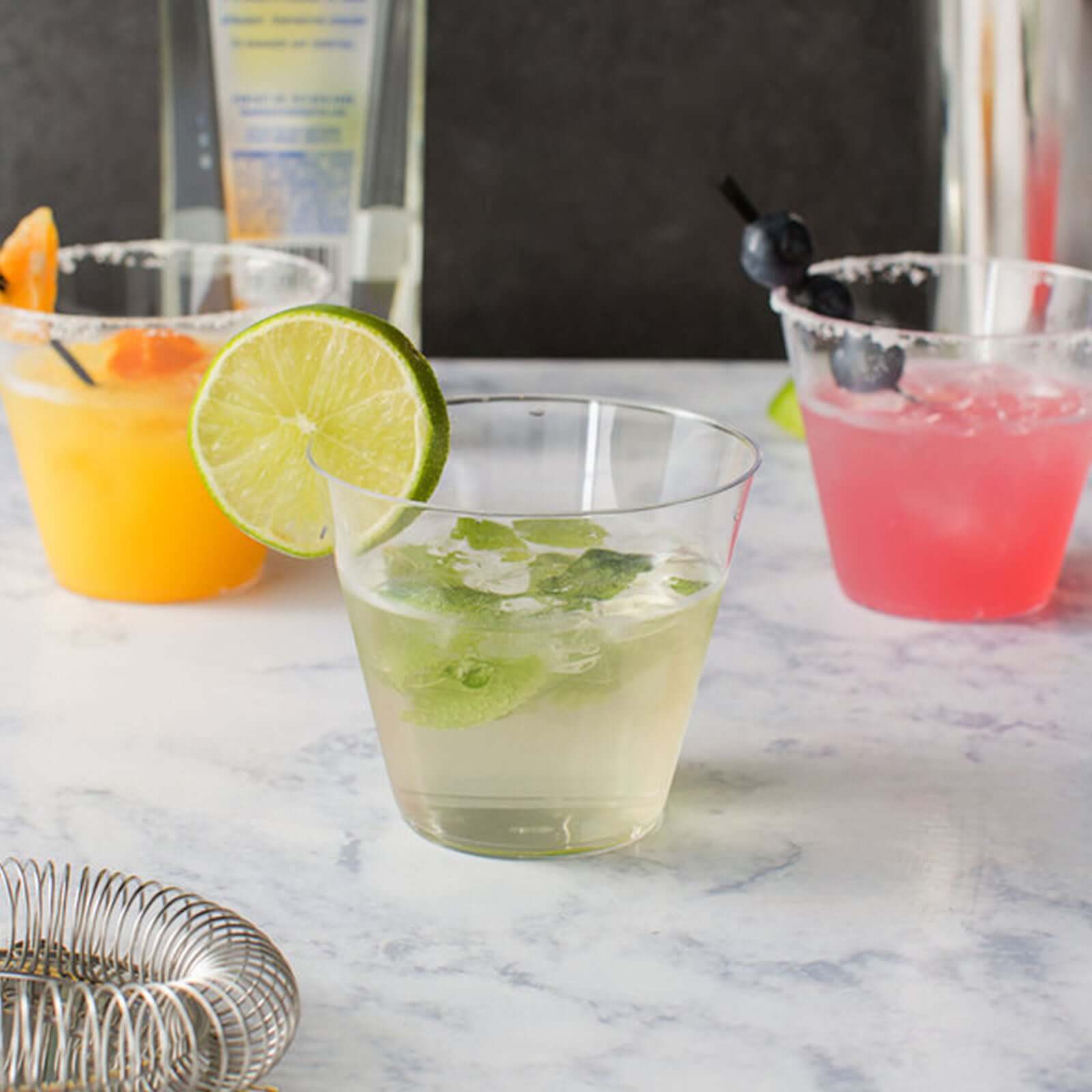 25-Pack Plastic Party Cups Clear Crystal - Stylish Short Disposable Glasses 9oz