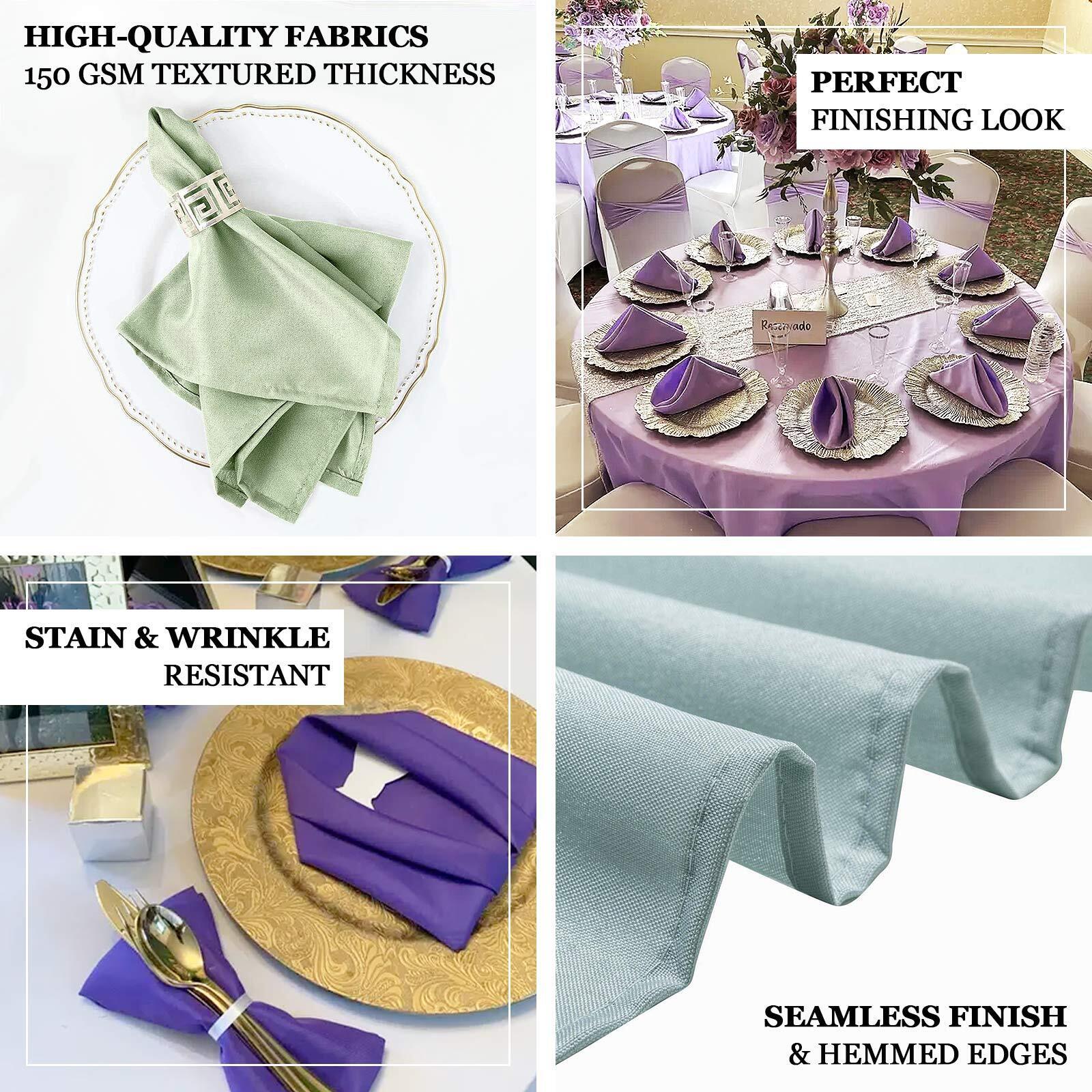 5 Pack Polyester 20"x20" Napkins Purple - Wrinkle Resistant & Easy Care Cloth Napkins