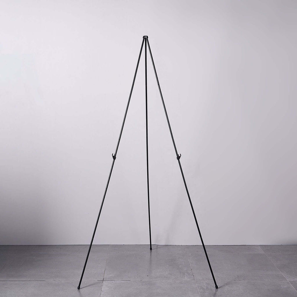 65" Black Metal Sign Holder Easel Stand, Collapsible Tripod Stand