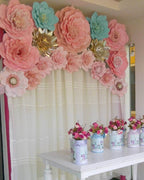 Set of 6 Mint Apple Green Peony 3D Paper Flowers Wall Decor - 7",9",11"