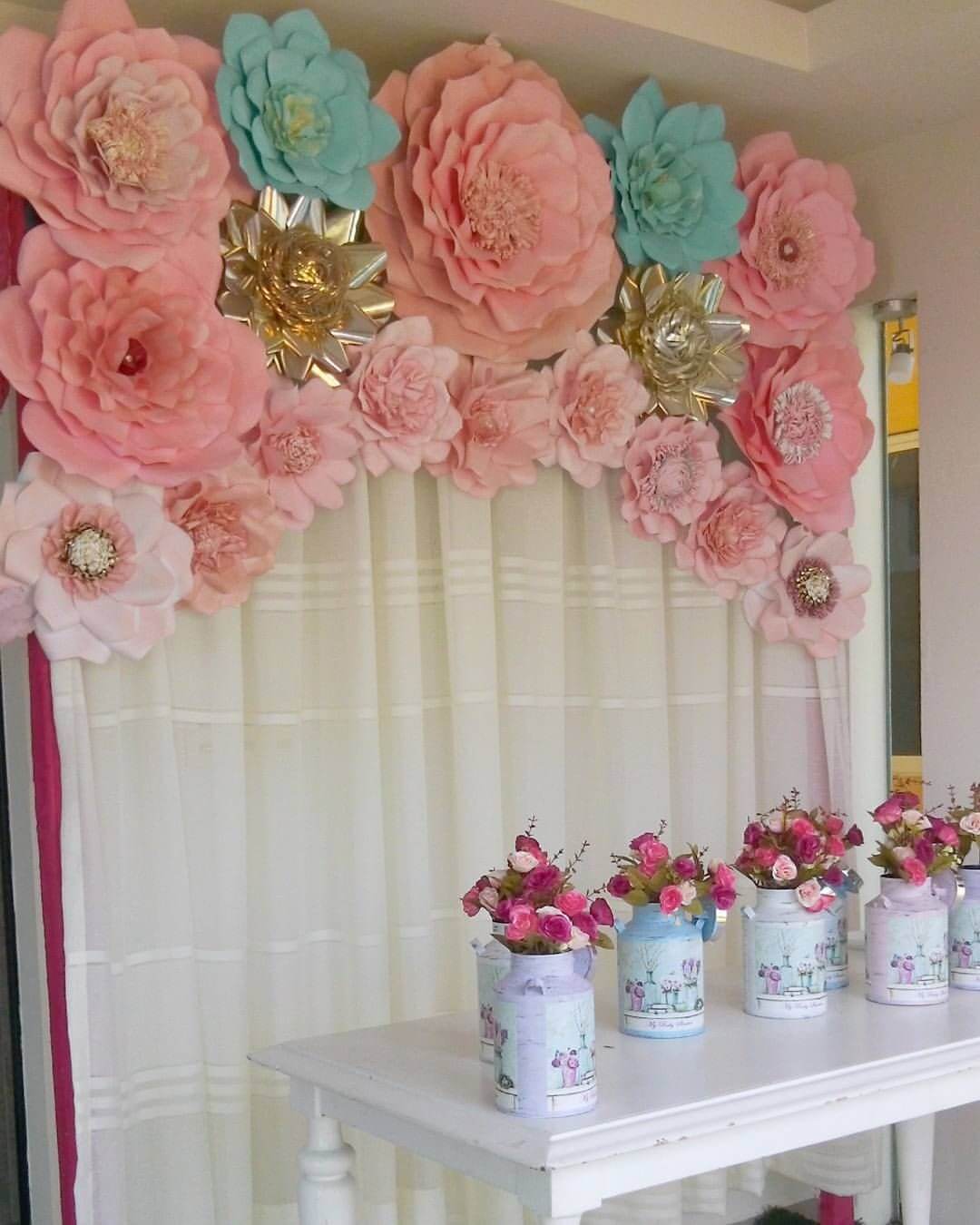 Set of 6 Mint Apple Green Peony 3D Paper Flowers Wall Decor - 7",9",11"