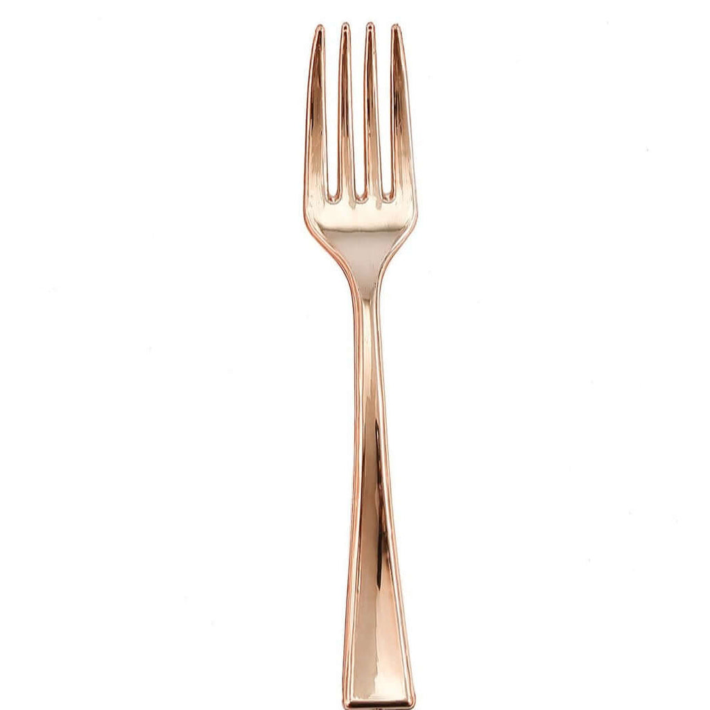 24-Pack Plastic Mini Dessert Forks Rose Gold 4"