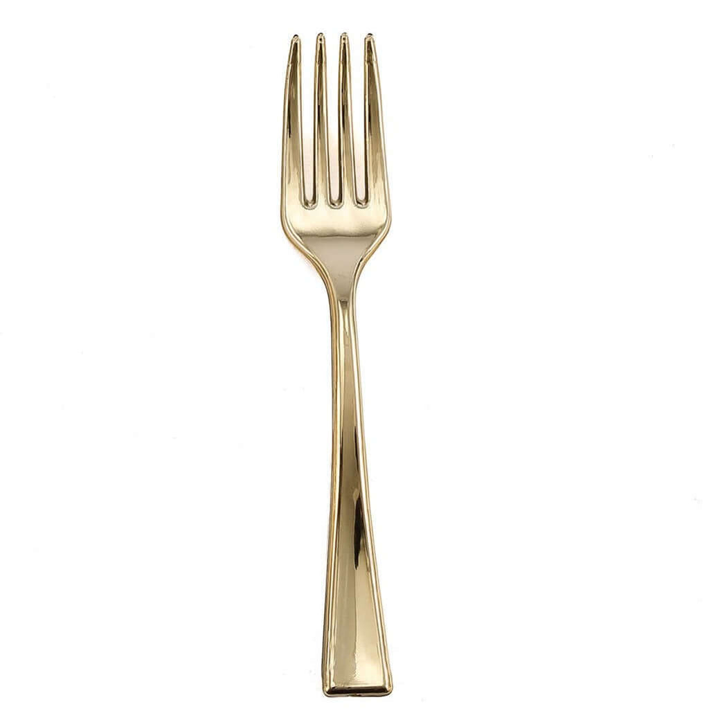 24-Pack Plastic Mini Dessert Forks Gold - Heavy Duty Disposable Appetizer Forks 4"