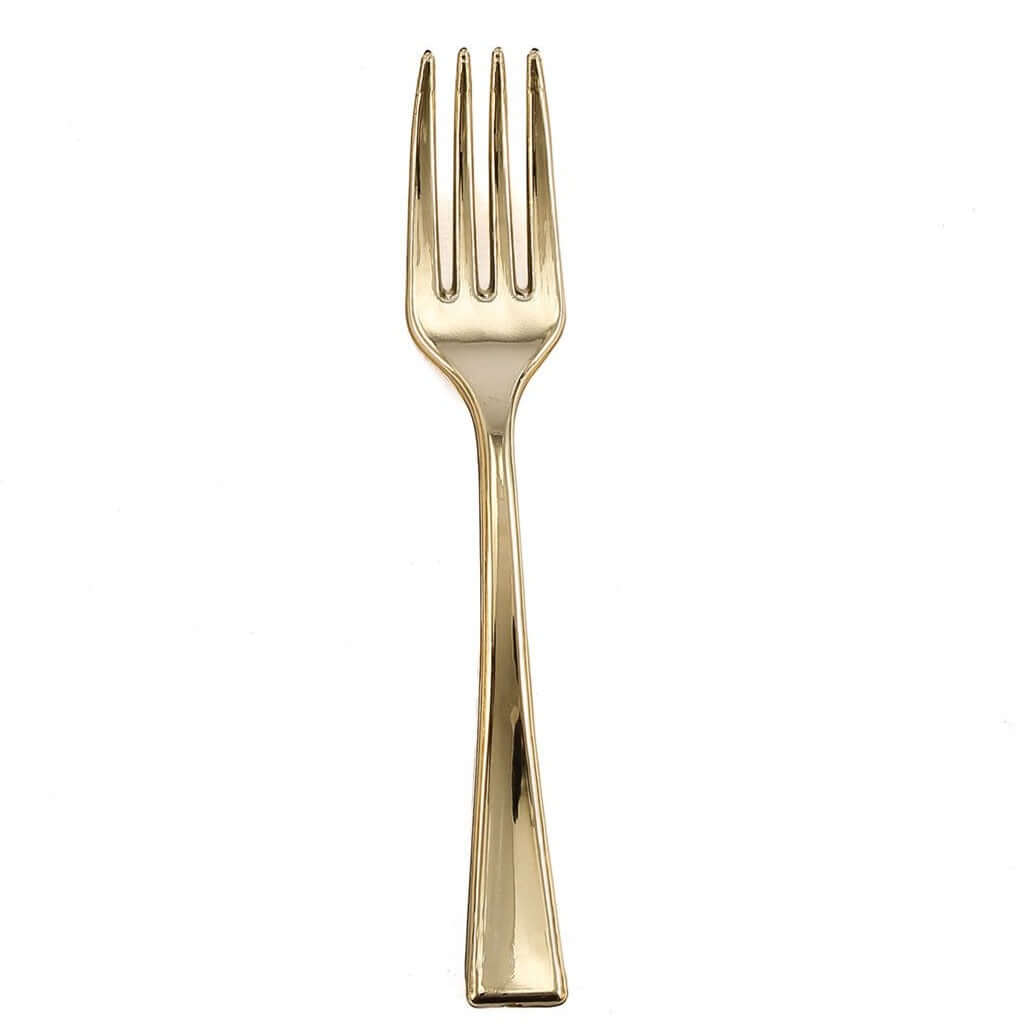 24-Pack Plastic Mini Dessert Forks Gold - Heavy Duty Disposable Appetizer Forks 4"
