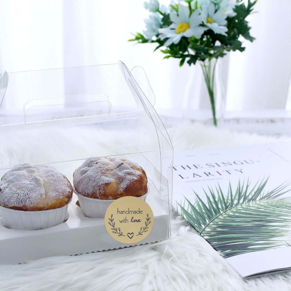 500Pcs 1.5â€ Handmade with Love Olive Branch Stickers Roll, Cookie and Bakery Box Labels - Round